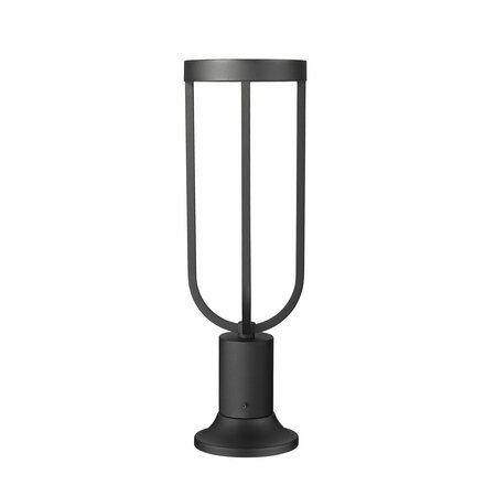 Z-Lite Leland Outdoor Pier Mounted Fixture, 1-Light, 7 In.W x 23 In.H, Sand Black/Sand Blast 5005PHM-553PM-BK-LED